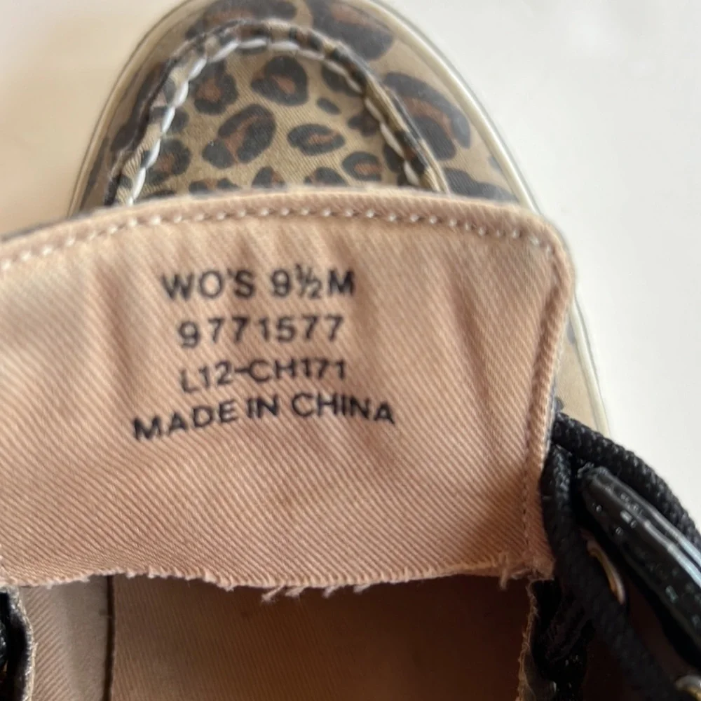 Sperry patent leather and animal print shoes. Size 9.5
